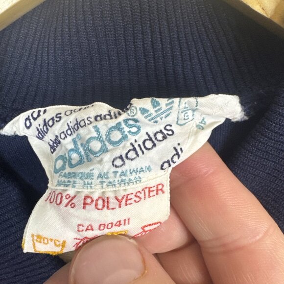 70s–80s Adidas Taiwan Trefoil Track Jacket L Fits M Rare Collector Navy Blue Red - Picture 6 of 7